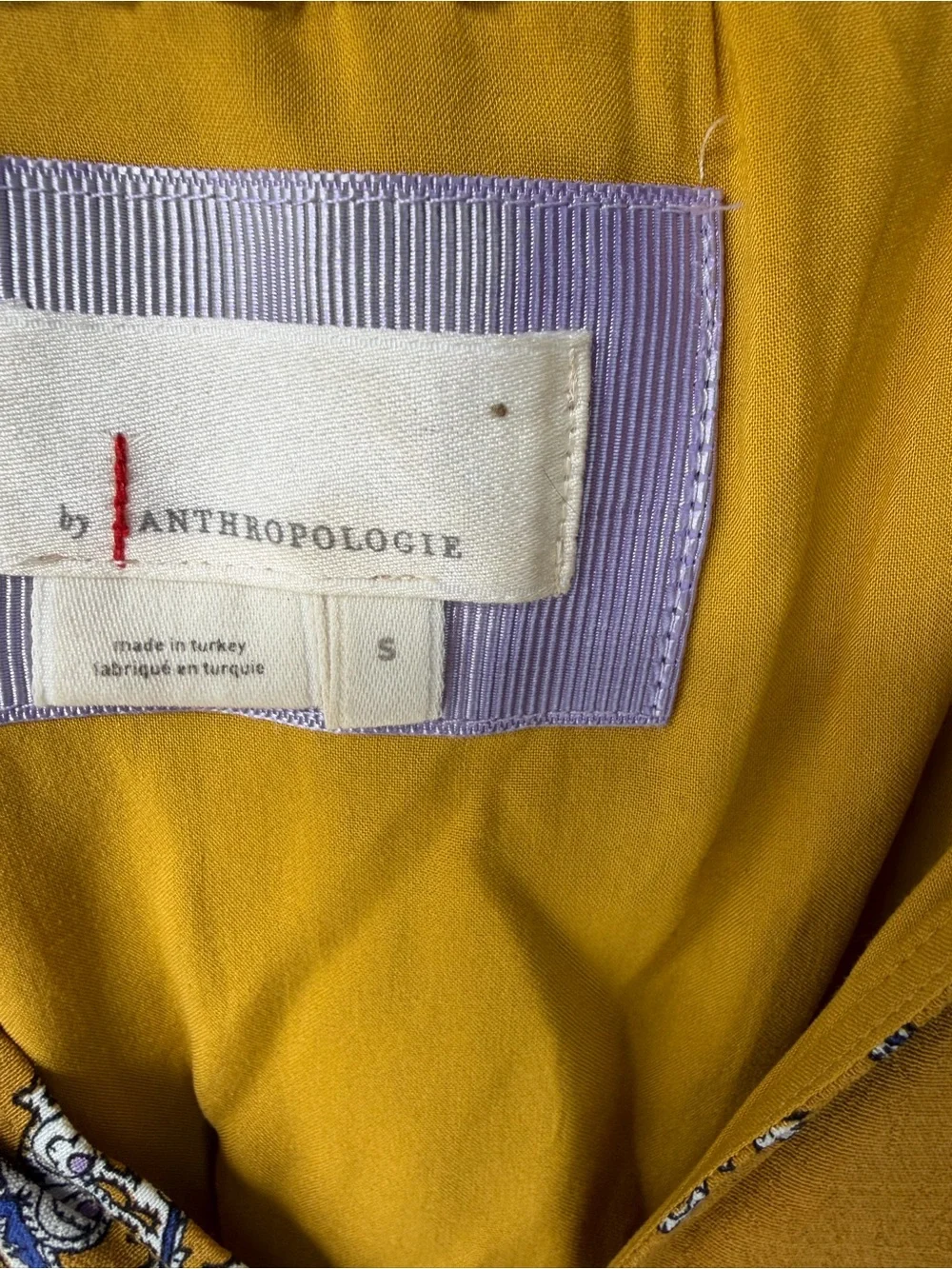 Anthropologie Mustard Floral V-Neck Mini Dress - Picture 9 of 10